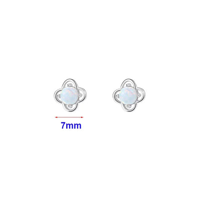 INZATT Real 925 Sterling Silver Opal Flower Mini Stud Earrings For Women Party OL Fine Jewelry Exquisite Accessories Gift