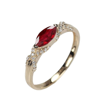 Classic horse-eye pointed exquisitely Inlaid ruby rings for women fashionable and luxurious Red gemstoneg engagement jewelry