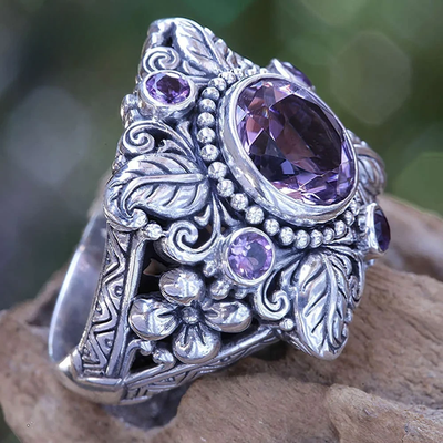 Punk Style Vintage Amethyst Wedding Engagement Ring