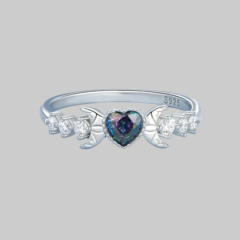 925 Sterling Silver Heart Mystic Topaz Promise Ring