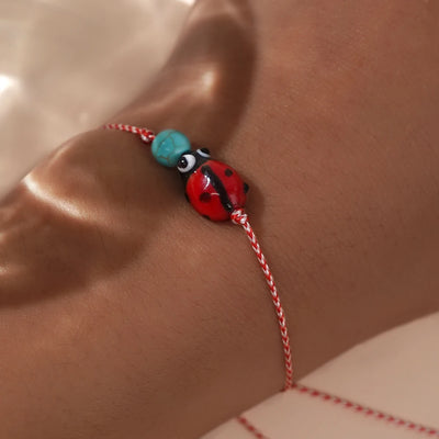 Copper Bead Ladybug Stack Bracelet
