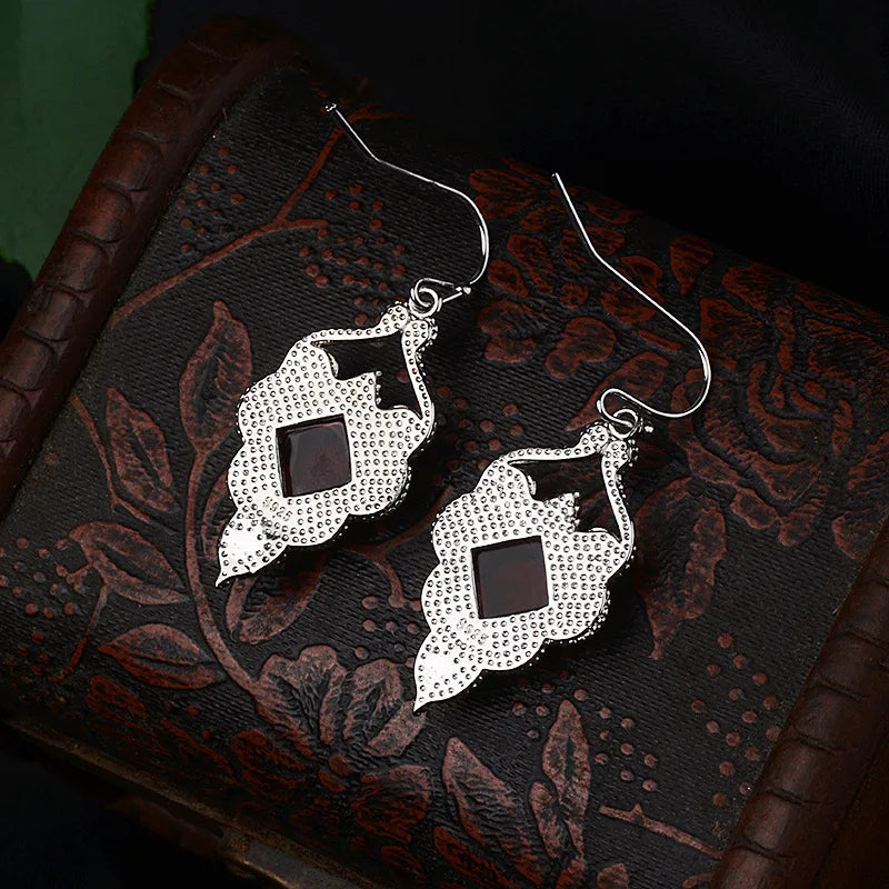 Retro Silver Square Earrings