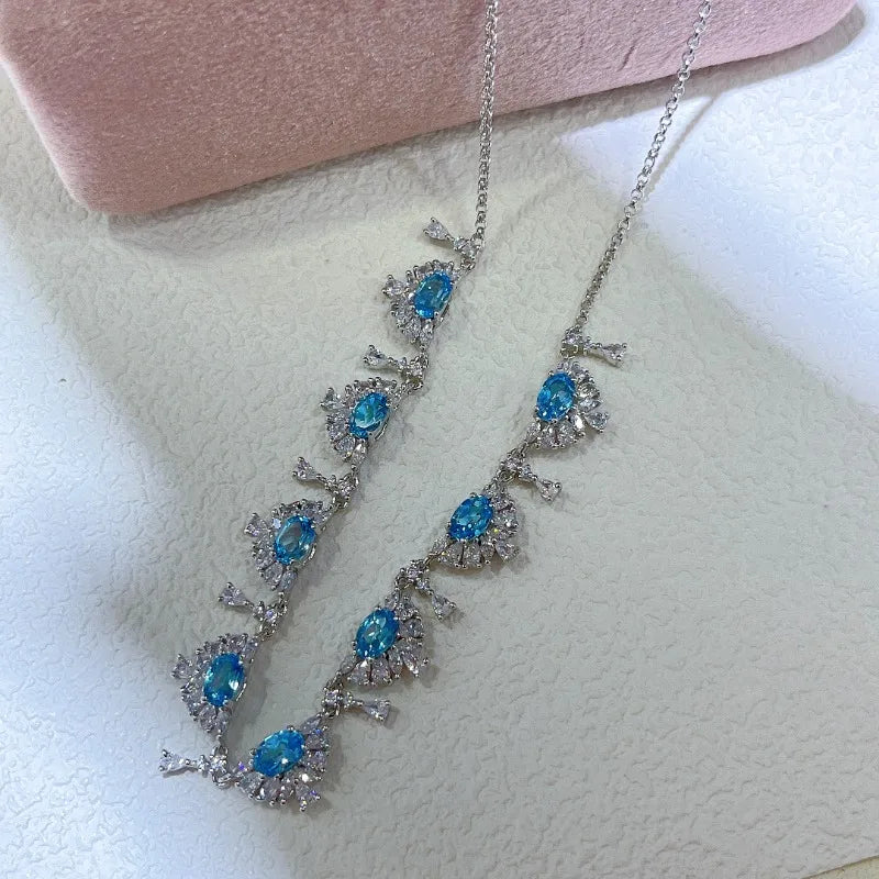 SACE GEMS S925 Sterling Silver Certified 4*6MM Natual Topaz Pendant Necklaces for Womne Engagement Cocktail Party Fine Jewelry