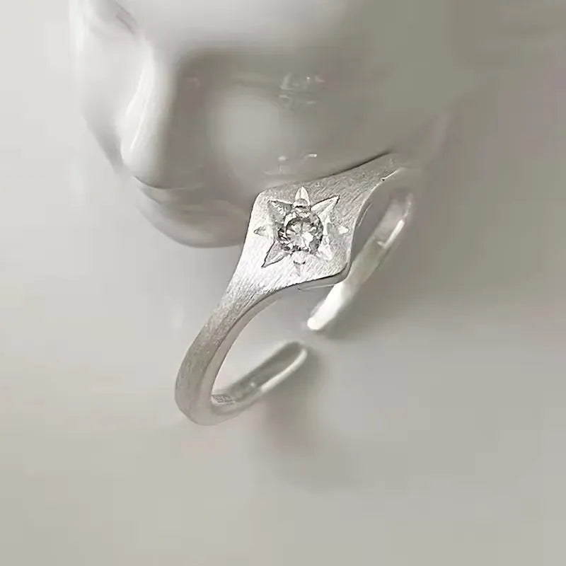 PANJBJ 925 Sterling Silve Moonstone Irregular Ring for Women Party Gift Adjustabler Personality Korean Dropshipping