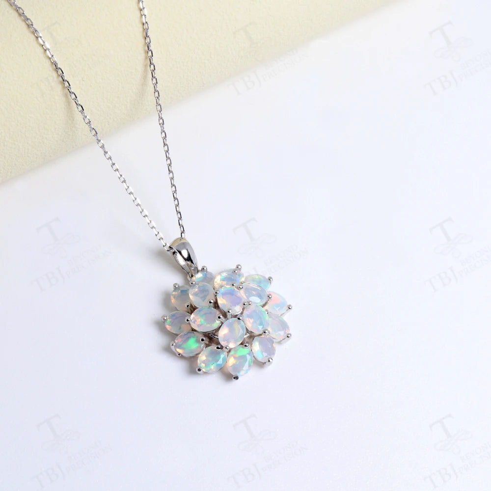 Luxury 4.2ct opal pendant 45cm necklace Pure 925 Silver natural ethiopia gemstones fine jewelry for women anniversary party gift