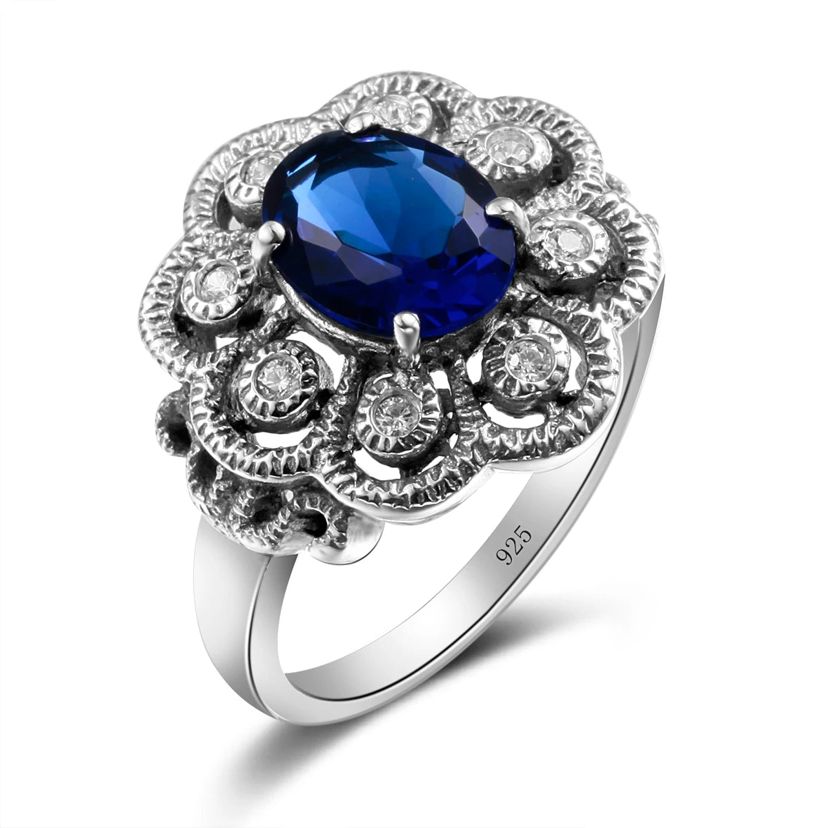 Szjinao 925 Sterling Silver Sapphire Ring Vintage Gemstone Ring For Woman Man Birthday Party Anniversary Gift Trend Fine Jewelry