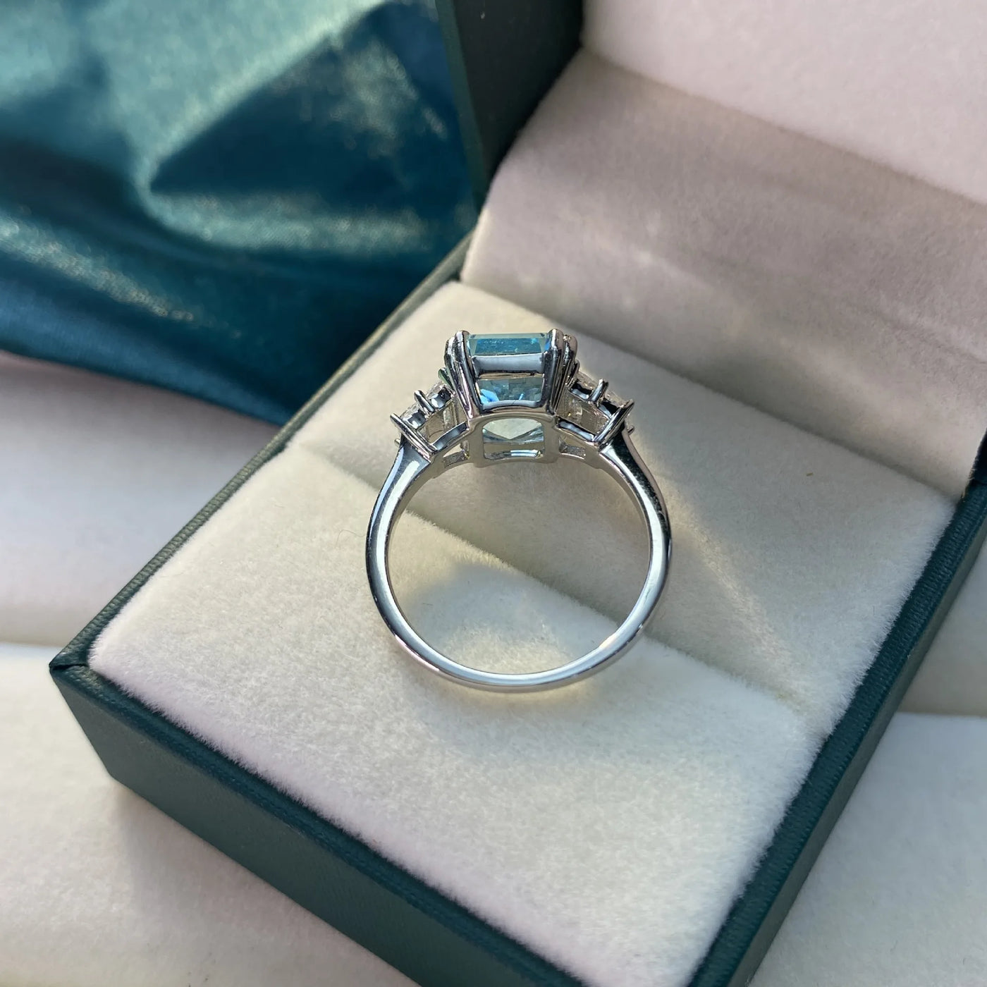 Romantic Moissanite Aquamarine Engagement Ring
