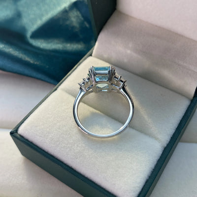 Romantic Moissanite Aquamarine Engagement Ring