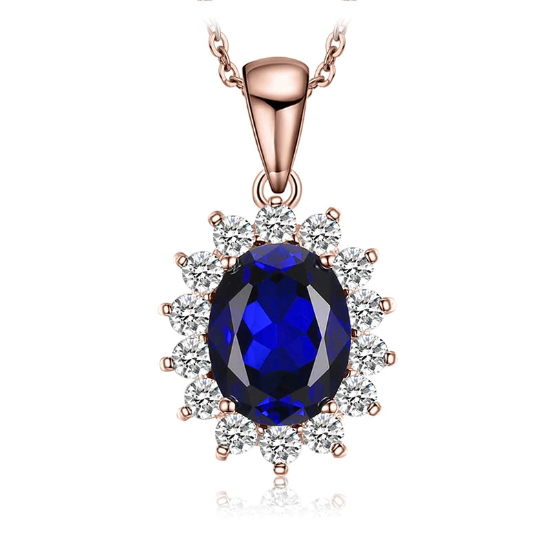 JewelryPalace Princess Diana Created Blue Sapphire Ruby Simulated Emerald 925 Sterling Silver Pendant Necklace Women No Chain