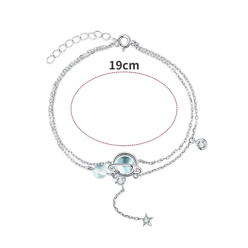 Aquamarine Crystal Encrusted Bracelet Elegant Feminine Trend Jewelry
