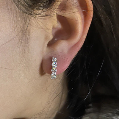 5 Stone Diamond Pavé Huggie Hoop Earrings