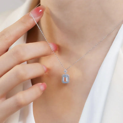 925 Sterling Silver Topaz and Sapphire Pendant Necklace