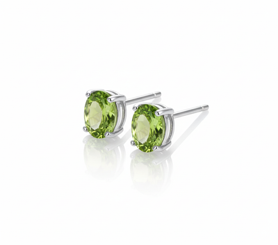 Natural Peridot 925 Sterling Silver Stud Earrings For Women Jewelry Gift Simple Peridot Jewelry Green