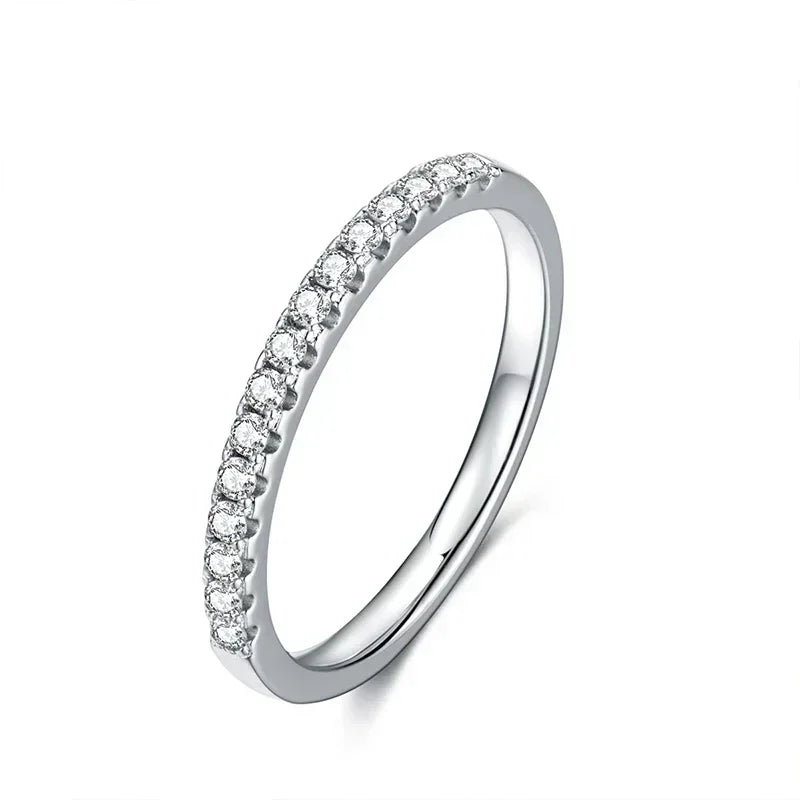 Sterling Silver with White Gold Plated Lab Diamond Eternity Band Engagement Wedding Rings for Women