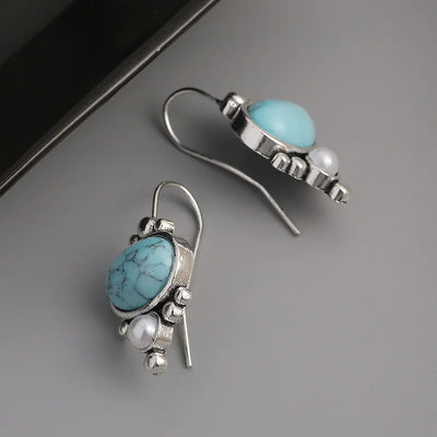 Vintage Turquoise Pearl Dangle Earrings
