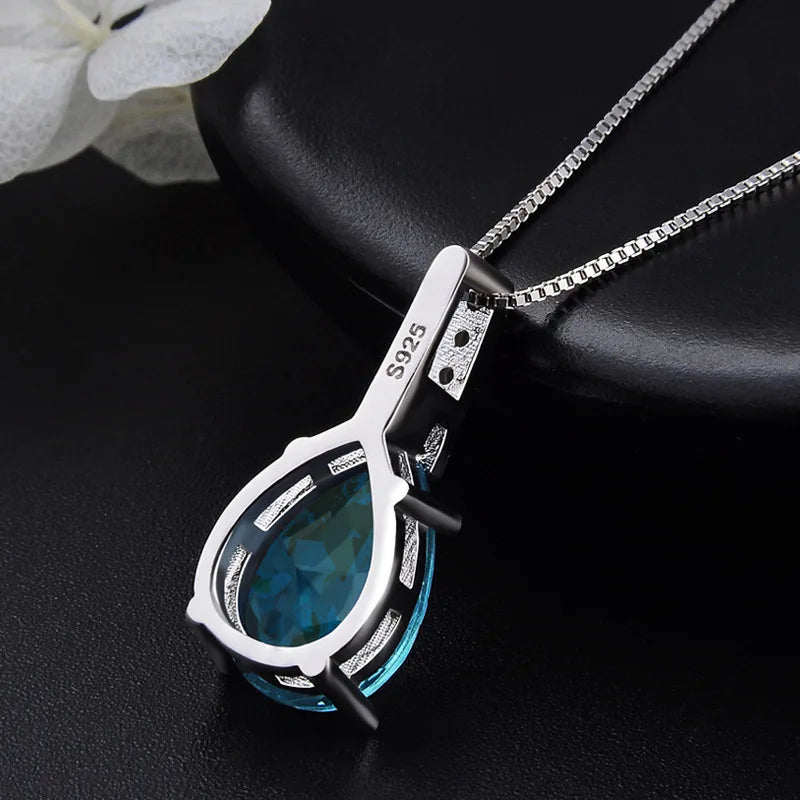 Pure Natural Blue Topaz Pendant Necklace