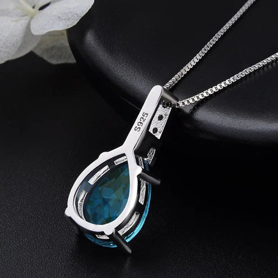 Pure Natural Blue Topaz Pendant Necklace