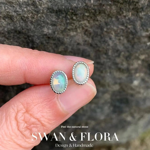 Vintage Natural Opal Stud Earrings