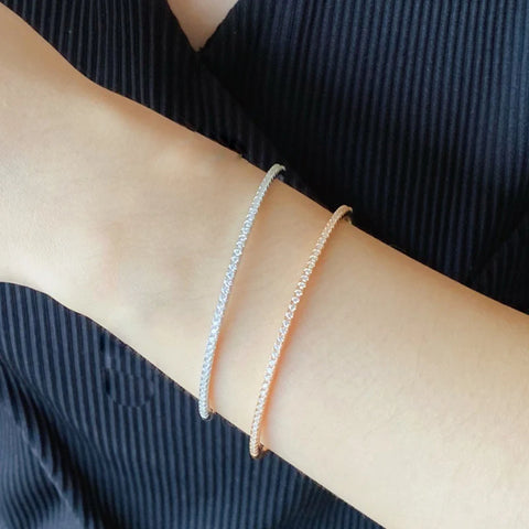 925 Sterling Silver Gold Bangle with Zircon