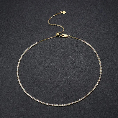 Adjustable Diamond Tennis Necklace, Rose Gold Gift for Aries