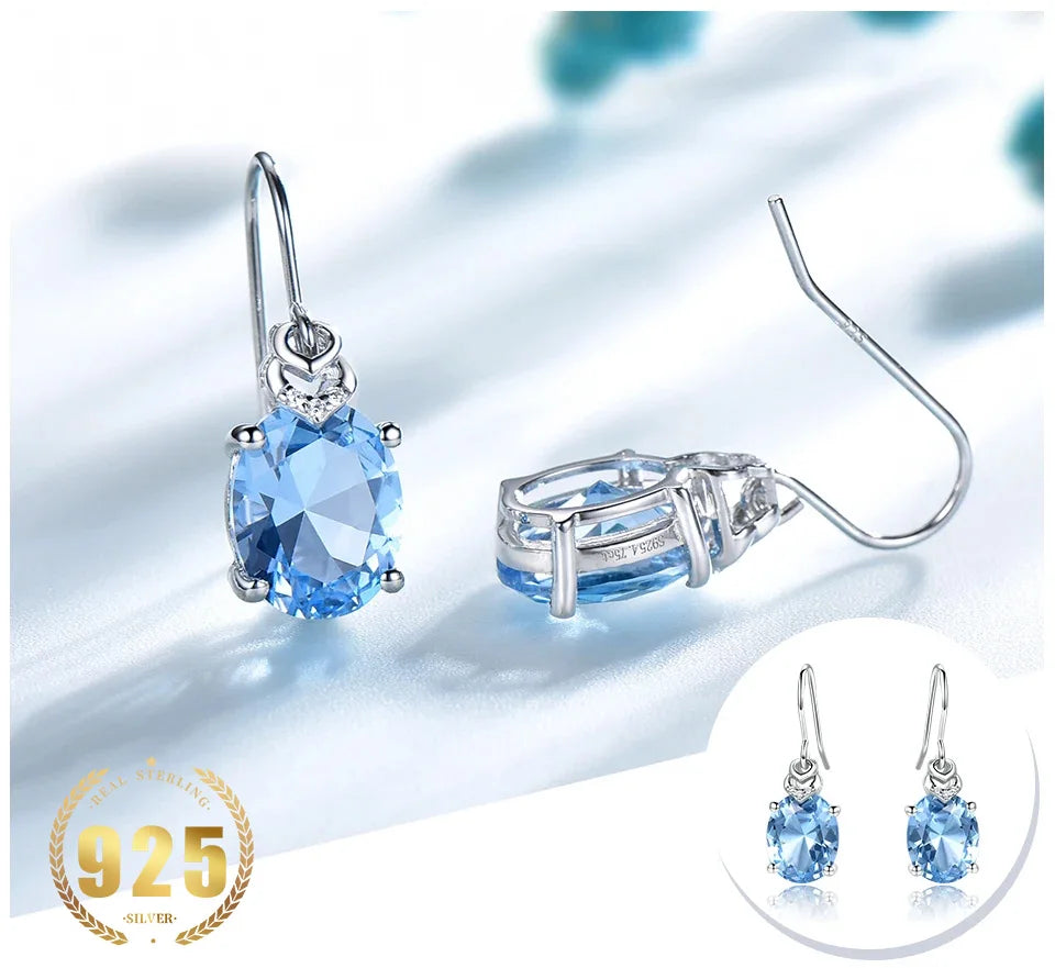 Nano Blue Topaz Gemstone Drop Earrings