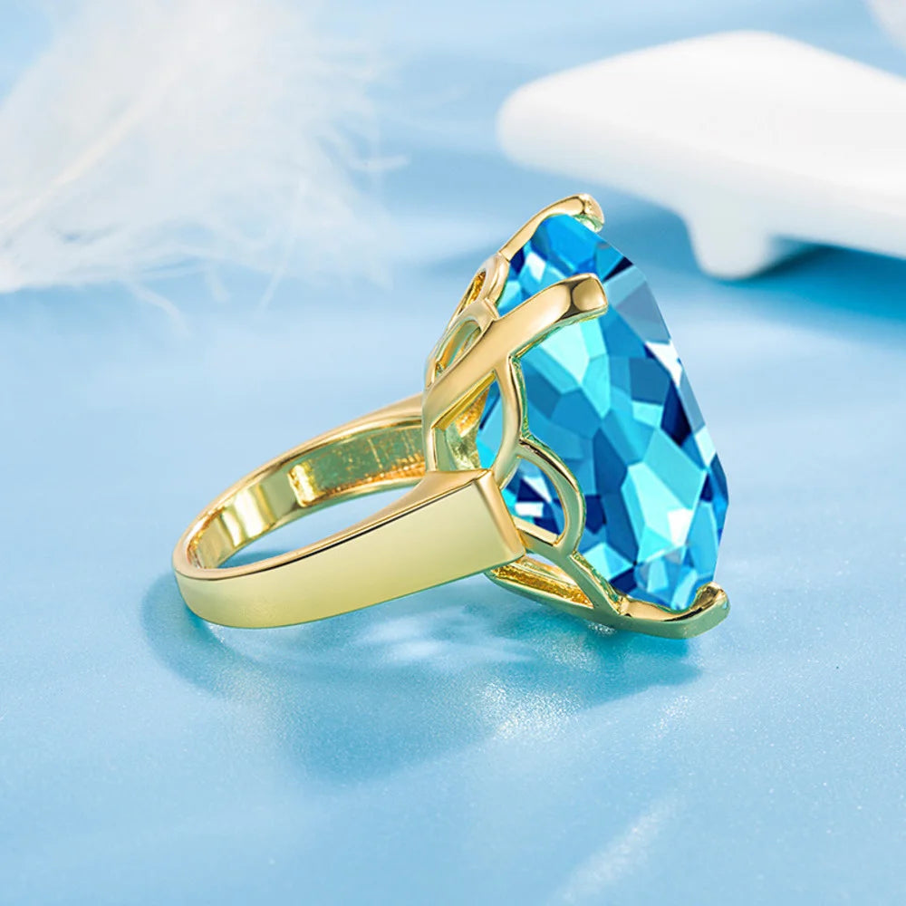 WOSIKATE Square Sapphire Rings For Women Silver 925 Jewelry Trendy Gold Plated Wedding Jewelry With Gemstones Female Ring Gifts
