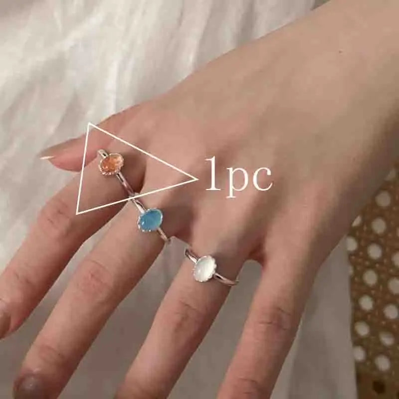 PANJBJ 925 Sterling Silve Moonstone Irregular Ring for Women Party Gift Adjustabler Personality Korean Dropshipping