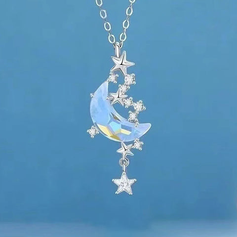 Moonstone Star and Moon Necklace