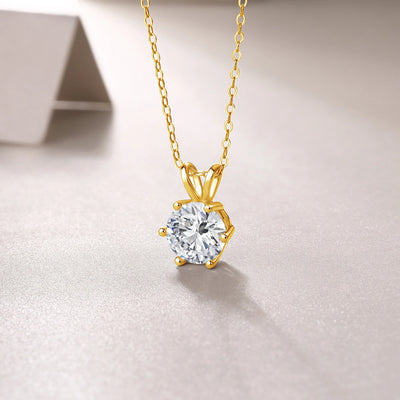 Women's Neck Chain 100% Real 14k Gold Moissanite Diamond Pendant Necklaces for Girl Wedding Engagement Valentines Gifts Jewelry
