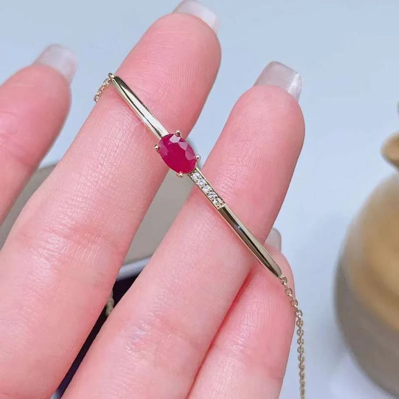 YULEM  Natural Natural Ruby Bracelet Gemstone Fine Jewelry for Women Anniversary Gift 925 Sterling Silver