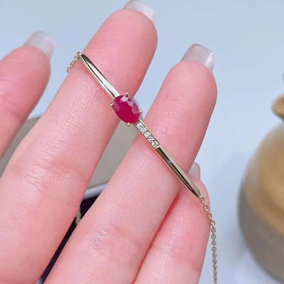 YULEM  Natural Natural Ruby Bracelet Gemstone Fine Jewelry for Women Anniversary Gift 925 Sterling Silver