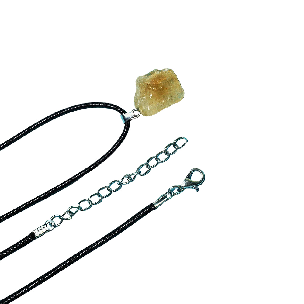 Natural Citrine Raw Stone Pendant Necklace