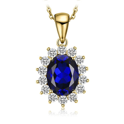 JewelryPalace Princess Diana Created Blue Sapphire Ruby Simulated Emerald 925 Sterling Silver Pendant Necklace Women No Chain