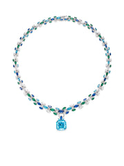 CUMEE New Fashion Original Blue Super Aquamarine Necklace for Women  925 Silver Plated Gold Engagement