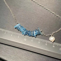 HEYYA STONE Natural Dark Blue Aquamarine Pendant Necklace For Women 925 Silver Plated Simple Fine Jewelry Gemstone Classic Style