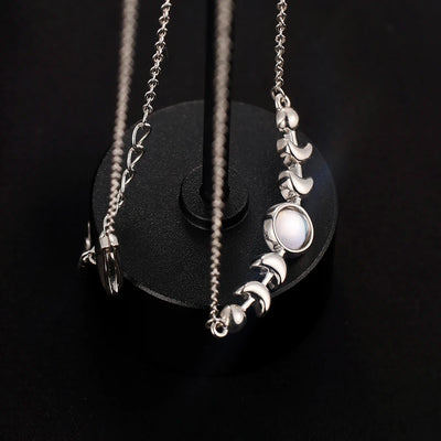 Genuine Moonstone Necklace for Women 925 Sterling Silver Moon Phase Necklace Triple Goddess Pendant Minimalist Necklace US Stock