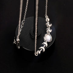 Genuine Moonstone Necklace for Women 925 Sterling Silver Moon Phase Necklace Triple Goddess Pendant Minimalist Necklace US Stock