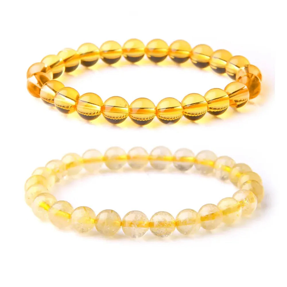 Natural Citrine and Quartz Crystal Bead Bracelet