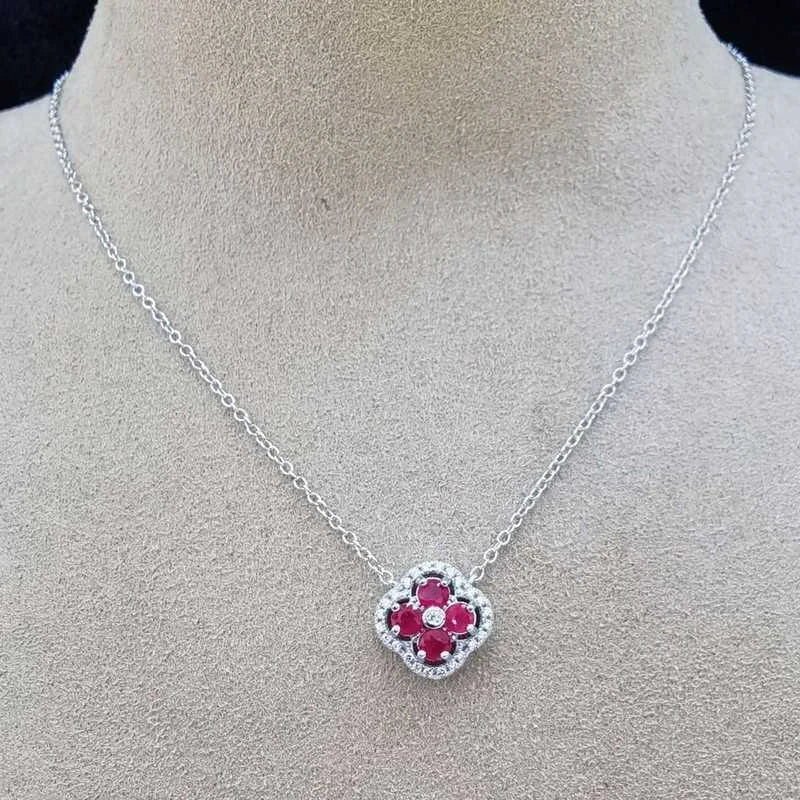 SACE GEMS Luxury 100% 925 Sterling Silver 3*3MM Ruby Pendant Necklaces for Womne Wedding Party Birthday Fine Jewelry Gift