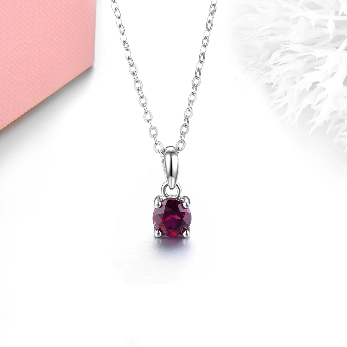 4-Prong Set Garnet Sterling Silver Dangle Pendant