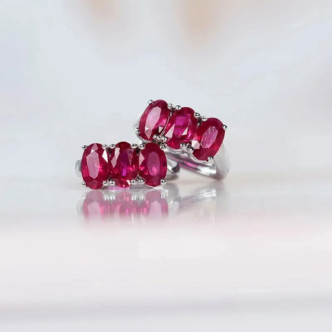 Minimalist Ruby Hoop Earrings