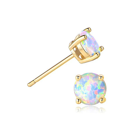 Korean 925 Silver Opal Stud Earrings