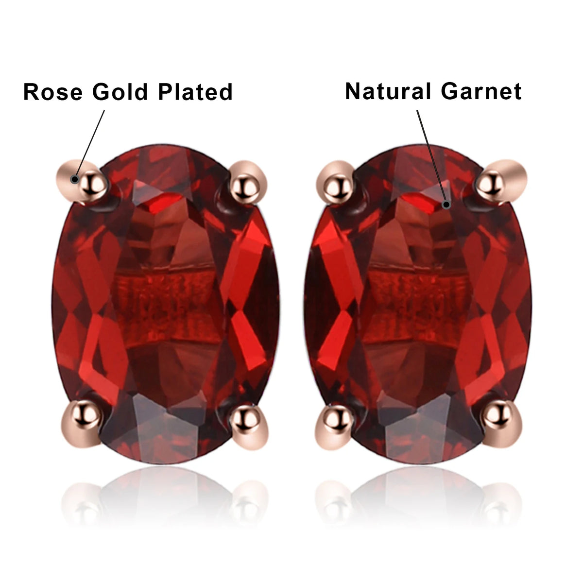 Rose Gold Yellow Gold Plated Oval Garnet earrings for women