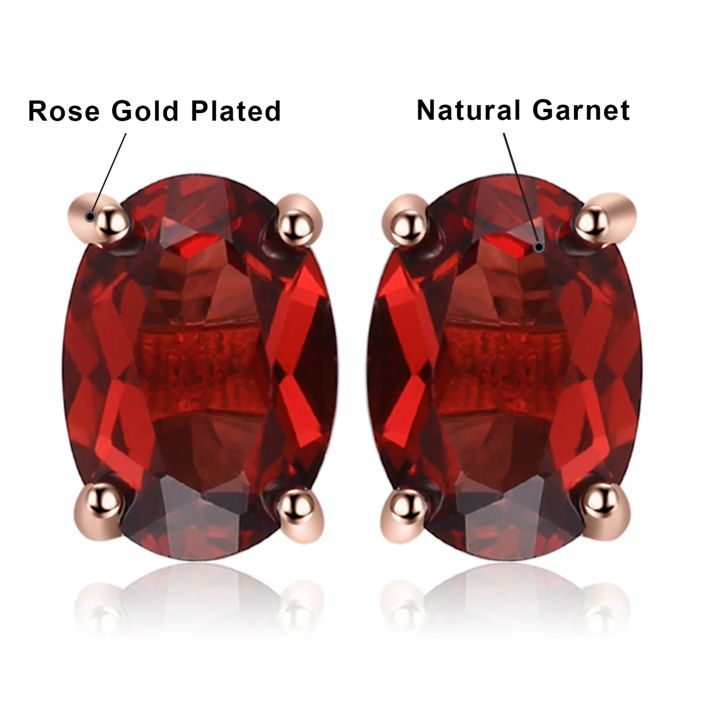 January's Rose Gold Plated Garnet Studs Earrings