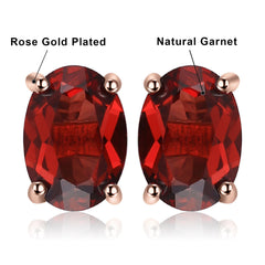 Rose Gold Yellow Gold Plated Oval Garnet earrings for women