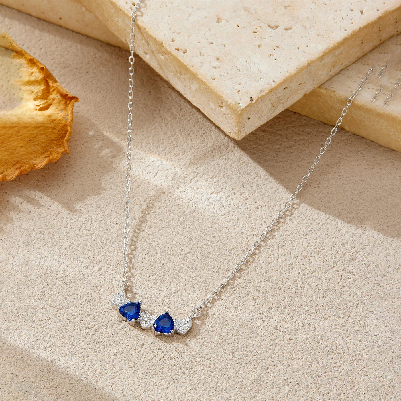 ANDYWEN 925 Sterling Silver Sweet Romantic Multi Heart Necklace Blue Sapphire & CZ Zirconia Dainty Dating Luxury Women Jewelry