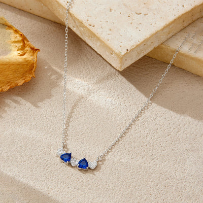 ANDYWEN 925 Sterling Silver Sweet Romantic Multi Heart Necklace Blue Sapphire & CZ Zirconia Dainty Dating Luxury Women Jewelry
