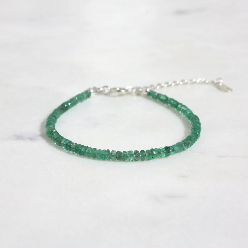 Genuine Emerald Birthstone Bracelet - Birthdays Gift for May