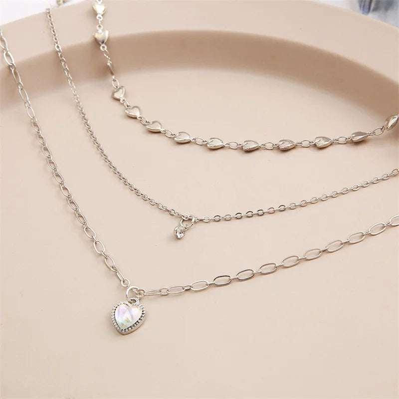 Heart Pendant Opal Necklace