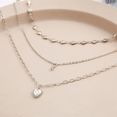 Heart Pendant Opal Necklace